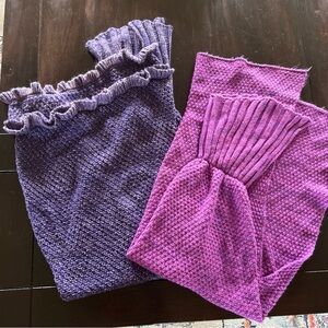 2 purple mermaid tails blankets